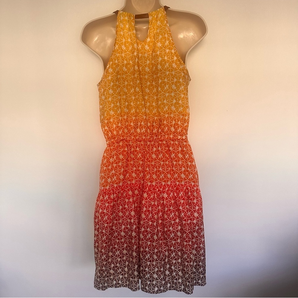 Cynthia Steffe Yellow Orange Red Ombre Silk Dress Size 2 - Picture 3 of 6